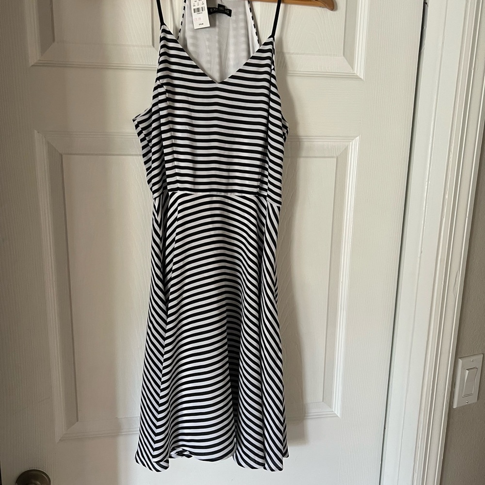 Express Black and White Midi Sundress